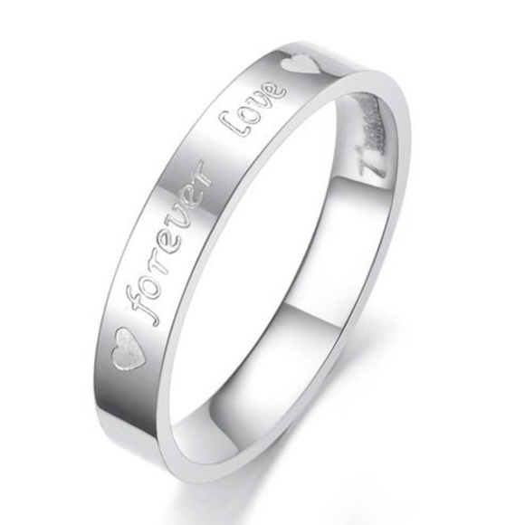 New Stainless Steel Forever Love Wedding Band Set - Picture 4 of 10